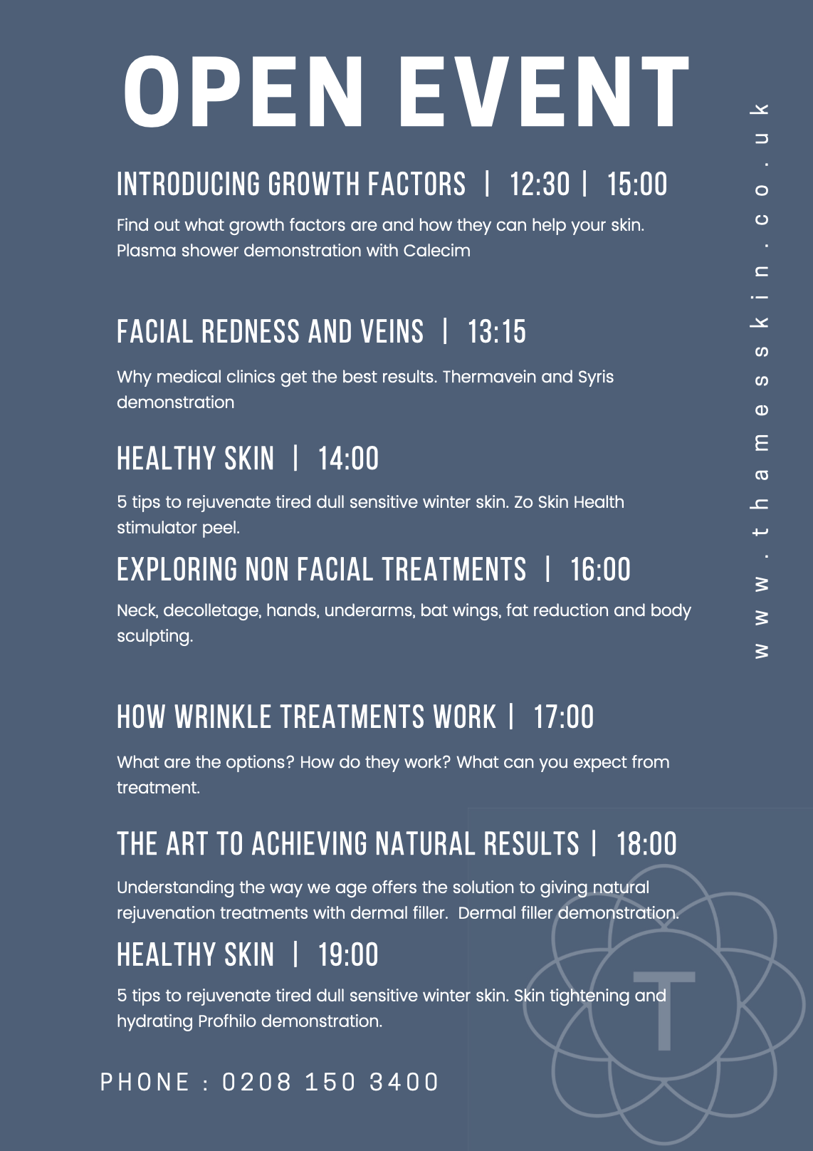 Thames Skin Clinic Open Event program