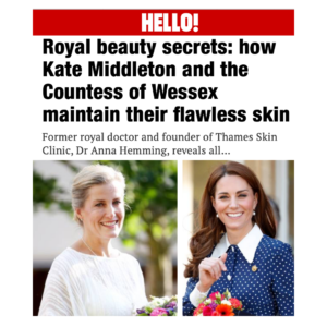 Hello magazine article title and photos of Kate Middleton and Sophie Countess of Wessex