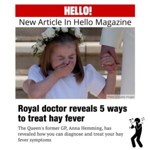 Dr Anna Hemming discusses Hay Fever allergy and treatments with Hello Magazine